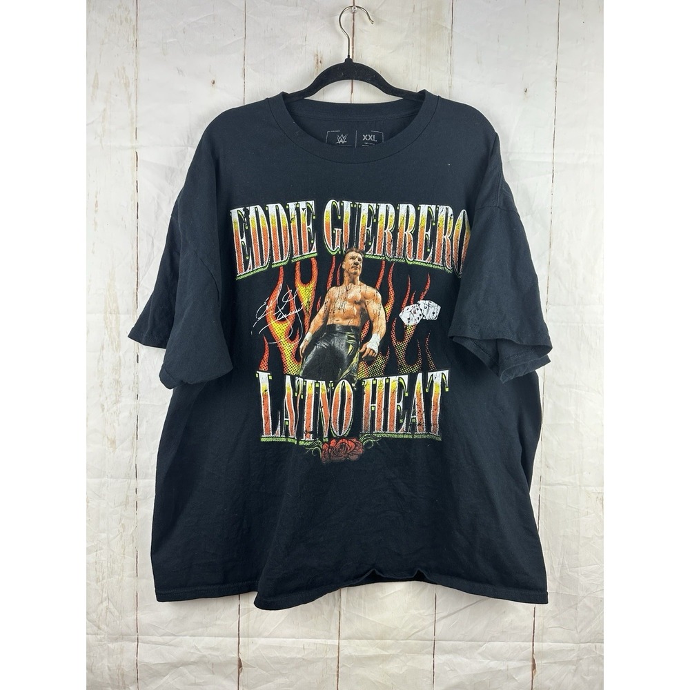 WWE Shirt Mens XXL Black Eddie Guerrero Latino Heat Big Logo Graphic Wrestling